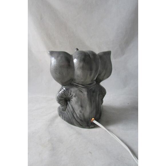 Ceramic Elephant Figural Accent Light Pierced Tummy Vintage - Picture 2 of 9
